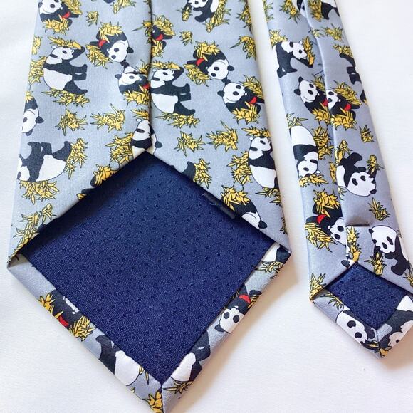 Giorgio Armani Cravatte Men's Tie, Italy Silk Grey Panda Bamboo Asian Wedding - Picture 5 of 5
